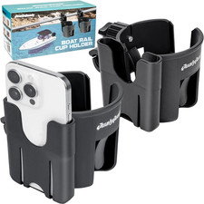 Boat Rail Cup Holder 2 Pack No-drill Clamp-on Marine Cup Holders 360 Adjustabl