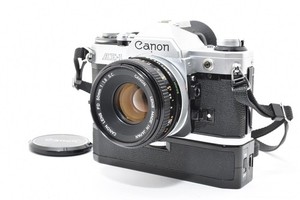 【NEAR MINT w/Winder A】 Canon AE-1 silver 35mm SLR Film Camera FD 50mm F1.8 Japan