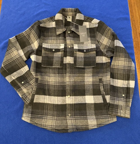VRST Men's Wool Blend Plaid Shirt Jacket, Size S / Enlighten Plaid Pewter - product listing photo