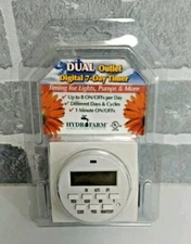 HydroFarm Autopilot Dual Outlet 7-Day Grounded Digital Programmable Timer - NEW
