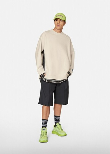 $1295 Versace Foulard Border Logo Sweater | Creme | Small - Picture 2 of 22