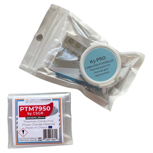 PTM7950 by CSGR 40x40x0.25mm Phase Change Material & K5 PRO 20g Thermal Putty
