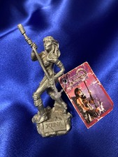 RARE BELLE FIGURINE EN ÉTAIN DE XENA 3,5' SOUS LICENCE OFFICIELLE AVEC BÂTON