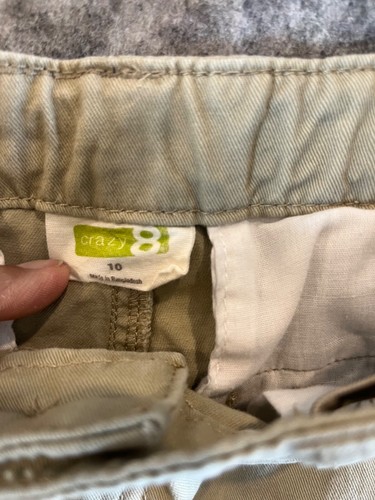 2 Pair-Boys George & Crazy Sz 10 khaki flat front adjust waist uniform pants - Picture 8 of 17