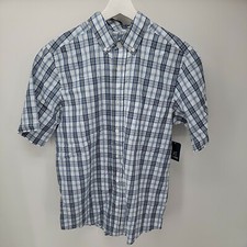 George Plaid Button Down T Shirt Mens Size S Blue