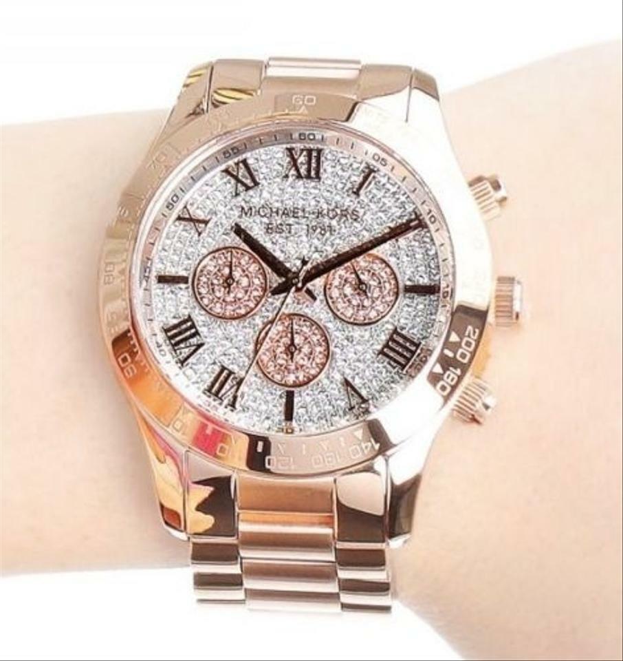 MICHAEL KORS MK5946 Women's Layton Rose Gold-Tone 43MM Pave Dial
