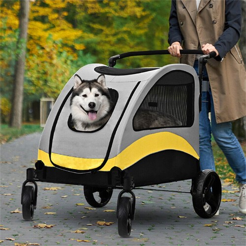 XL/XXL Foldable Dog Stroller Pet Jogger Wagon Cart w/Shock Absorber&Safety Leash - Picture 5 of 32