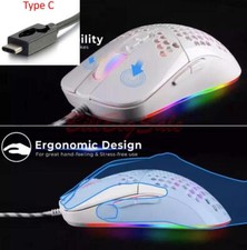 Type-C USB Wired Gaming Mouse 2400DPI Adjustable Honeycomb Shell Mice for PC PS4