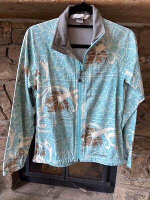 Cloudveil Womens Aqua print Nylon Full Zip Windbreaker Size S windproof Nature
