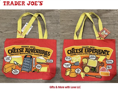 Trader Joe's NEW ? Cheese HEAVY DUTY COTTON REUSABLE GROCERY SHOPPING TOTE BAG