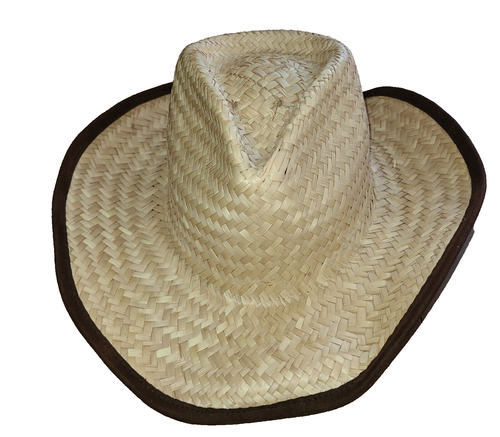 Summer Straw Cowboy Hat Unisex Beige With Flex Band 7 X 7.5 Inch Opening