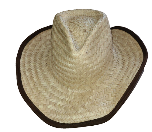 Summer Straw Cowboy Hat Unisex Beige With Flex Band 7 X 7.5 Inch Opening - Picture 1 of 5