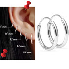 Silver Hoop Earrings 8mm 10mm 12mm 14mm 16mm Single Pair Sterling Silver 925