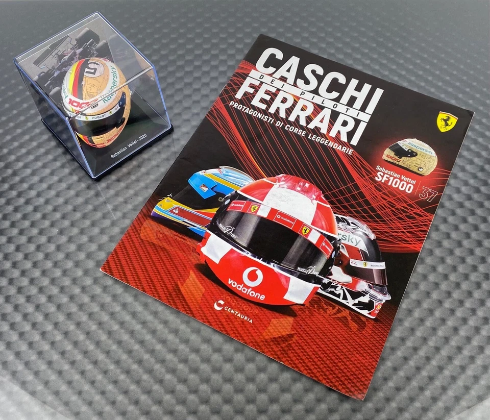1:5 Minihelm Edicola Helm Collection Italien Ferrari Vettel 2020 1000 GP - Bild 2 von 2