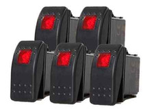  5 PCS MARINE BOAT TRAILER RV ROCKER SWITCH ON-OFF SPST 3 PIN 1 RED LED AUTO