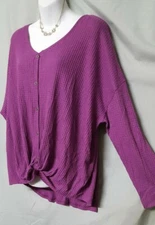 STYLE & CO  Purple Top Center Knot Thermal Long Sleeve Plus Women 3X 60" Bust