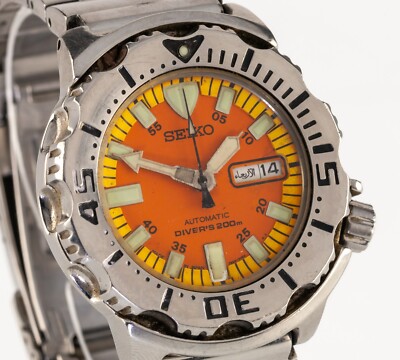 Seiko Men's Stainless Steel Orange Monster Diver's Watch 7S26-0350