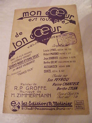Noten Mon Coeur est tout prêt de ton coeur Walzer Feyrou Chanteix Sylva