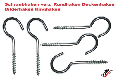 Schraubhaken  verz. Rundhaken Deckenhaken Bilderhaken Ringhaken Dresselhaus
