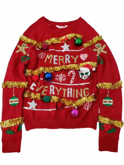Ugly Christmas Sweater Merry Everything Size M Glitzy No Boundaries Juniors  for sale online | eBay