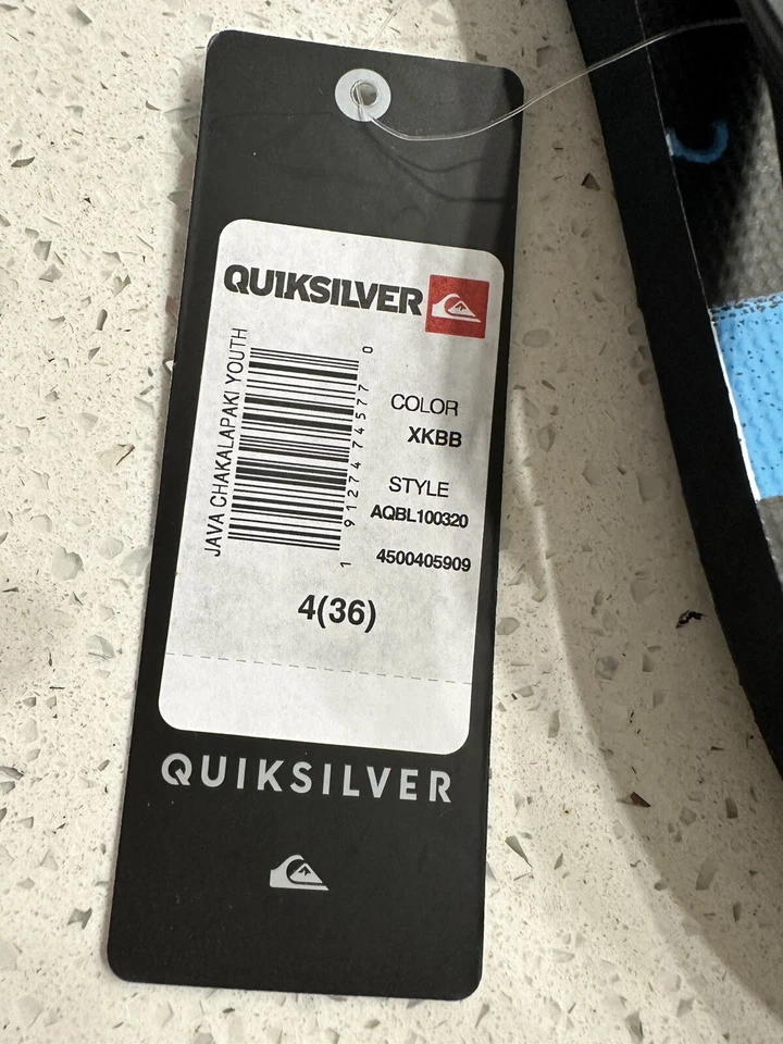 Chinelos de praia masculinos juvenis mercúrio azul e preto novo com etiquetas tamanho 4 - Imagem 4 de 4