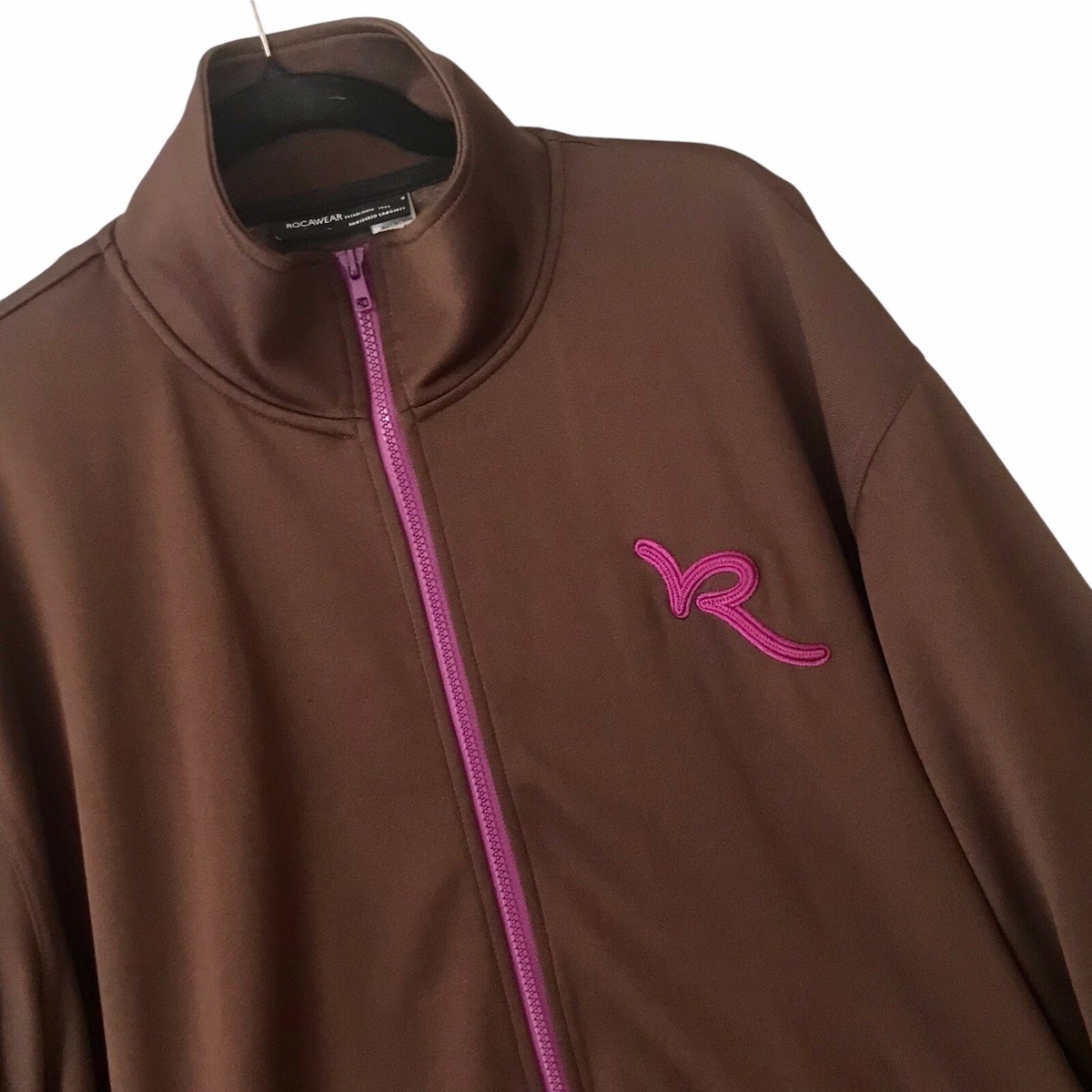 【R'ma✧】Spellout Embroidered TJ VTG 90's Y2K Rocawear Embroidered Jacket Full Zip Brown