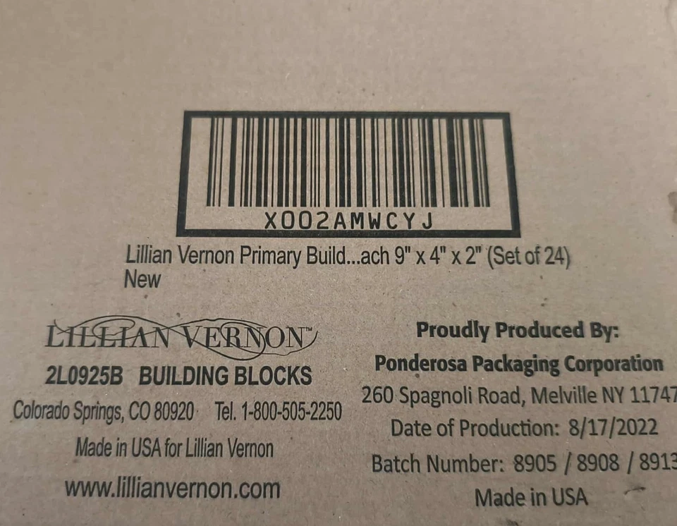 VINTAGE NEW OLD STOCK - LILLIAN VERNON FULL SET /CARDBOARD BRICK BLOCK SET 24 - Image 4 of 4