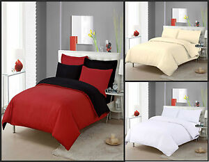 PLAIN Dyed Duvet Cover Quilt Bedding Set With Pillowcase Single Double King Size