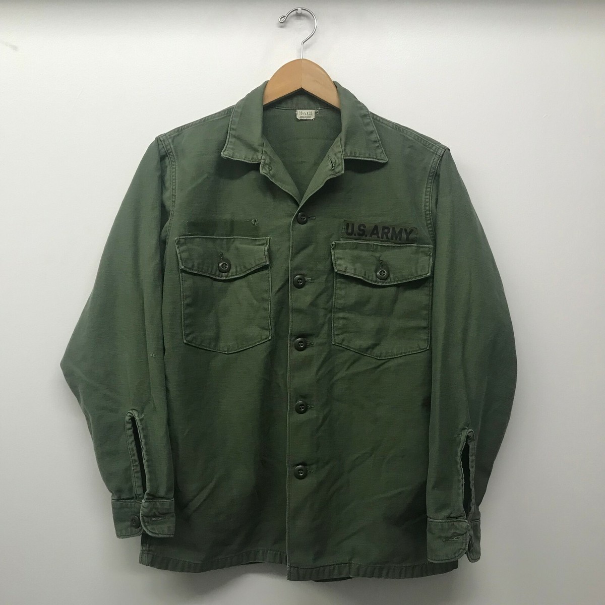 US ARMY OG-107 80年製 ミリタリーシャツ 15 1/2 Vintage OG107 / Fatigue Shirt, Size 15 1/2