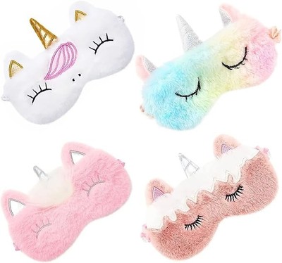 4 Pack Unicorn Sleep Mask Sleeping Eye Cover fit Adult & Kids Fluffy Super Cute!
