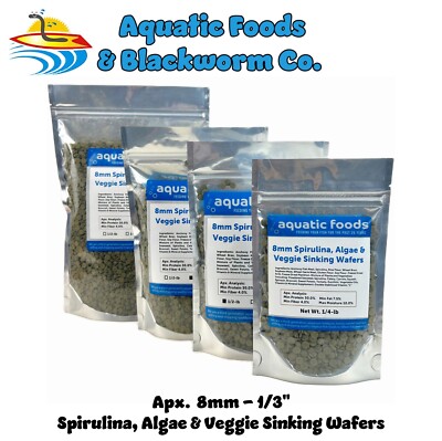 8mm - 1/3'' Spirulina, Algae & Veggie Sinking Wafers for Bottom Feeders. WL