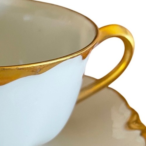 Racine Bavaria Germany Tea Cup and Saucer Set Gold Trim Scalloped Edge - Picture 8 of 11