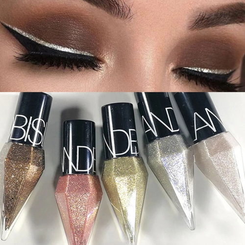 Waterproof Rhinestone Glitter Eyeliner Eyeshadow - Silver Rose Gold, Long-Lastin