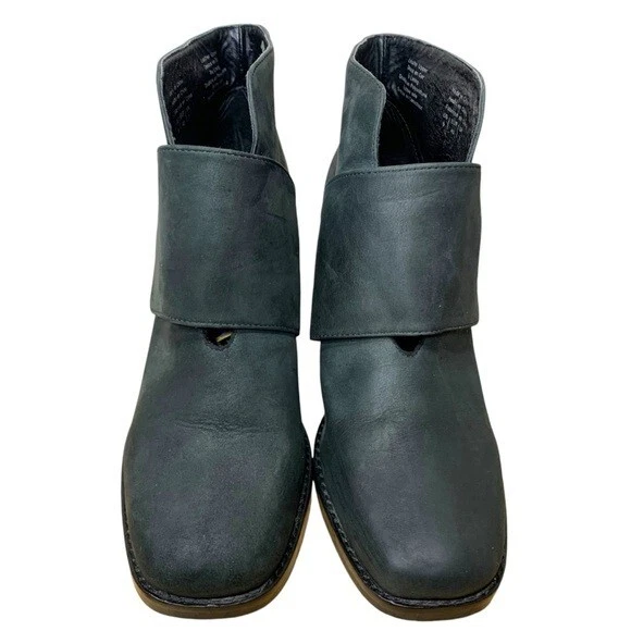 Shellys London Ankle Boot Sz 9 Nubuck Leather Charcoal Gray Block Heel Booties - Image 2 of 4