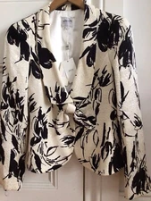 GIORGIO ARMANI COLLEZIONI FORMAL  JACKET Black and Ivory Wool/Silk Size 44 (12)