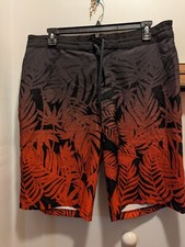 Old Navy California Mens 38 Brown Orange Tropical Board Shorts