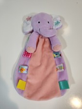 Taggies Elephant Purple Coral Peach Lovey Security Blanket Rattle 12" 2015