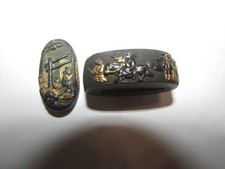 Rimmed head, Horseback riding figure, Old pine tree, Edo period, Japan, Samurai