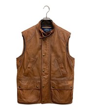 POLO RALPH LAUREN Leather hunting vest, hunting vest, vest Size: M Brown Men JP