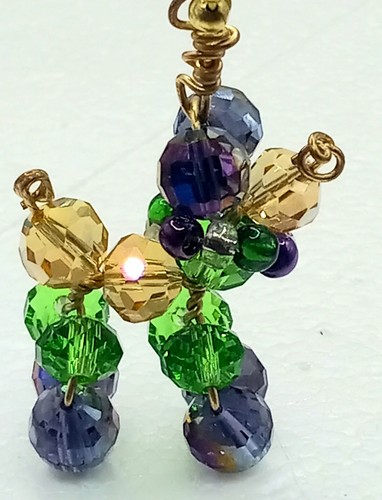 Vintage Crystal Beaded POODLE Dog Pendant Necklace With Ball Chain, Colorful