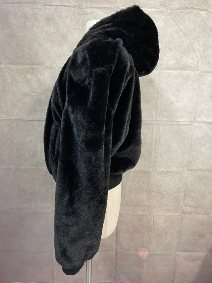 Reflex женщин черный искусственного меха Куртка Пальто с капюшоном размер XL - Изображение 2 из 4