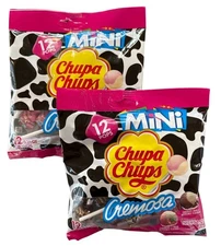 24 Pops Chupa Chups Mini Cremosa Lollipops (2x12ct) Strawberry Vanilla Chocolate