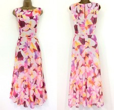 Hobbs Occasion Dress UK 16 Immaculate Carly Pink  Mix Chiffon Lined Fit & Flare