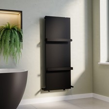 Black Vertical Panel Radiator with Towel Bars 1220 x 452mm - Hesperia HESMB1220