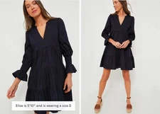 EUC Pomander Place Tuckernuck Kenzo Crepe Dress NAVY BLUE Sz M Y20393T