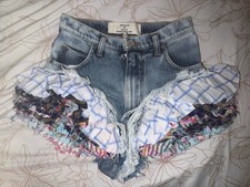 Natasha Zinko Ruffle Denim Shorts