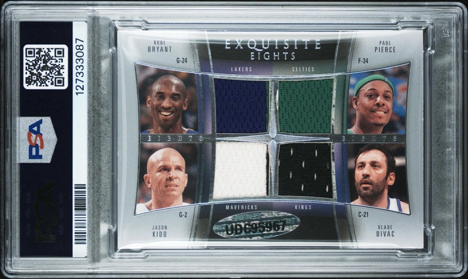 2009 UD Exquisite Kobe Bryant 1/10 Eights GU Patch Shaq Peja Kidd PSA POP 1 cc17 - Image 3 of 4