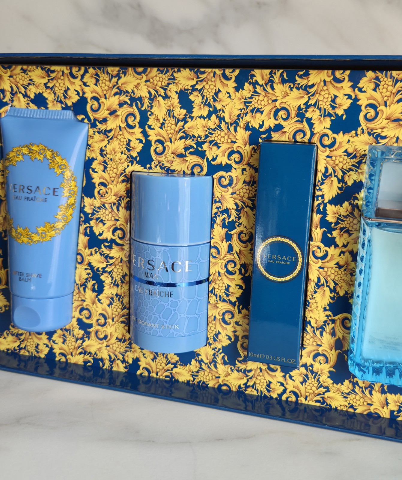 Versace Eau Fraiche Gift Set Eau de Toilette Spray, Shave Balm, Travel, Stick thumbnail 2