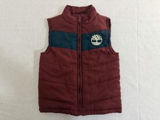 Timberland Vest Boys 5 Maroon Blue Stripe Embroidered Logo Casual Comfort