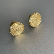 Julie Vos Astor Gold Cubic Zirconia Disc Stud Earrings